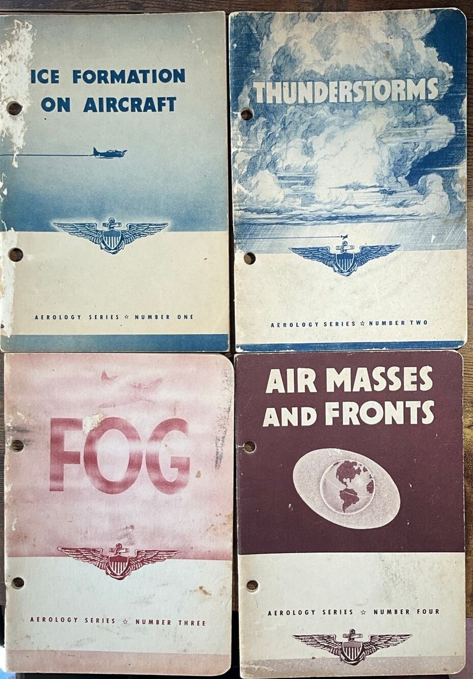 Lot of 4 WWII Navy Aerology Books Series #1 2 3 4 Aeronautics Navy Training